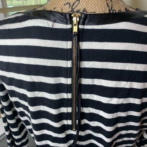 J. Crew Striped Faux Leather Sleeve Stripe Top - Picture 9 of 14